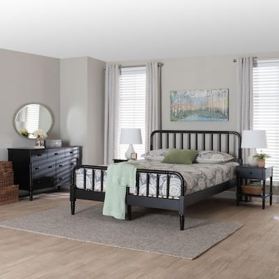 Braith Farmhouse Spindle Wood 4-Piece Bedroom Set with Two Nightstands