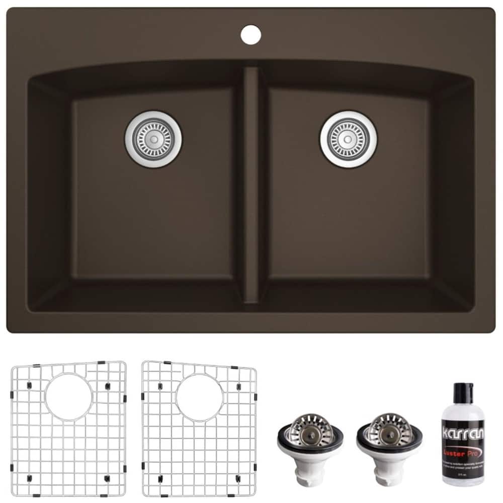 Karran USA QT-710-PK1 Quartz QT 33" Drop In Double Basin Quartz