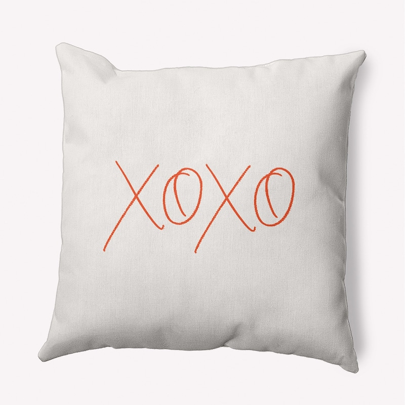 Modern XOXO Valentine's Day Decorative Indoor Pillow - 16" x 16" - Bright Orange