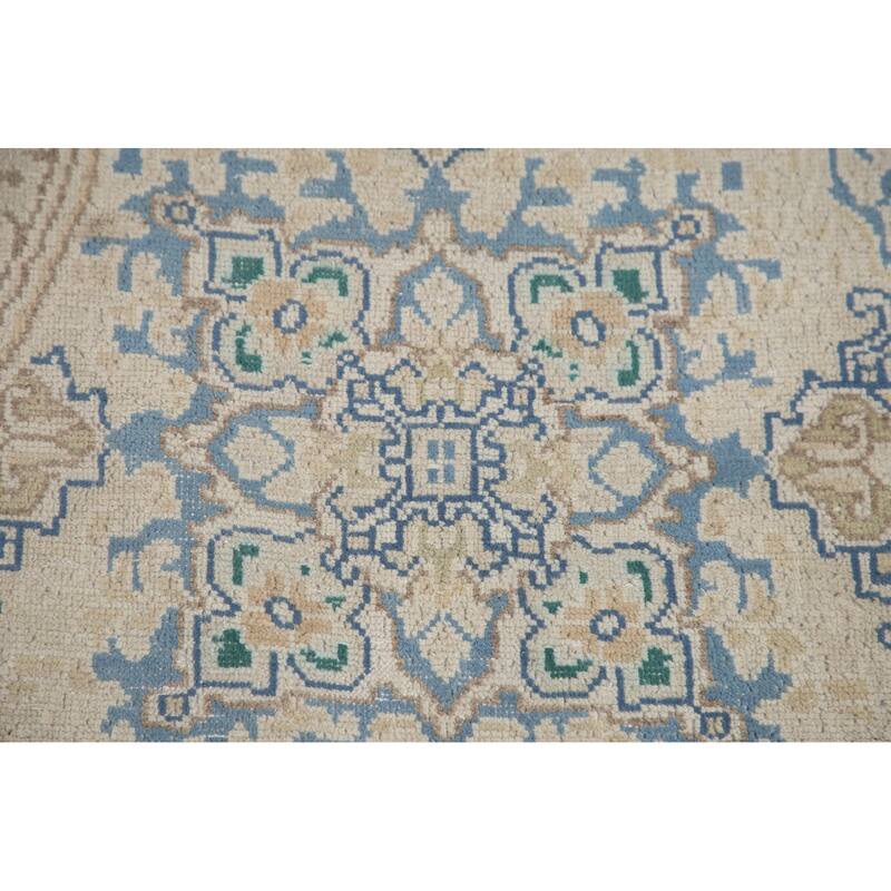 Hand Knotted Oriental 100% Wool Carpet Traditional Medallion Peach Kerman Area Rug - 13' 7'' X 10' 5''