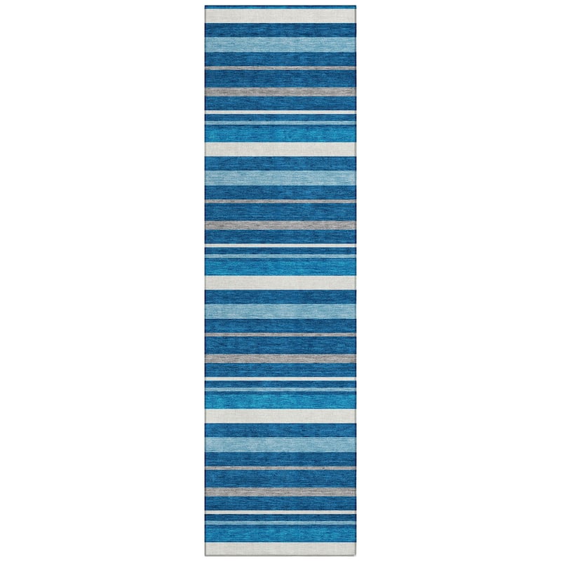 Machine Washable Indoor/ Outdoor Chantille Contemporary Stripes Rug