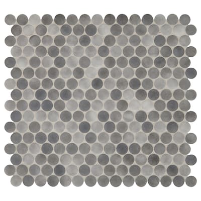 TileHQ Glass and Stone Penny Round Mosaic Tile (11 PC Per Carton) (10.78 SQFT Per Carton)