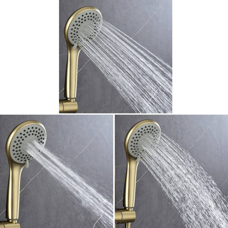Wall Mount Shower Faucet with Hand Shower Brass Complete Shower System with Slide Bar Valve Included