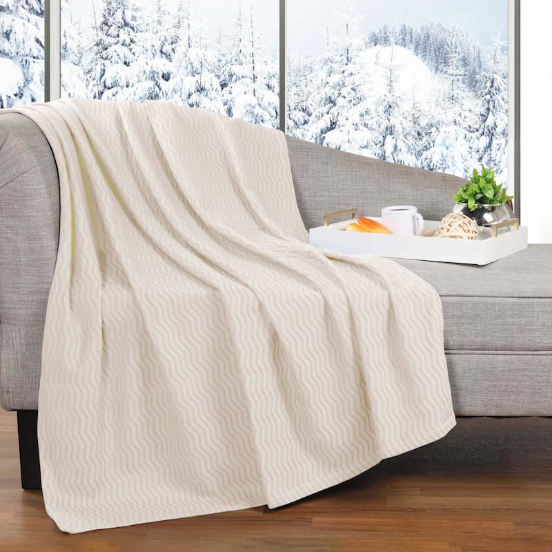Superior Jena Cotton Textured Chevron Lightweight Woven Blanket