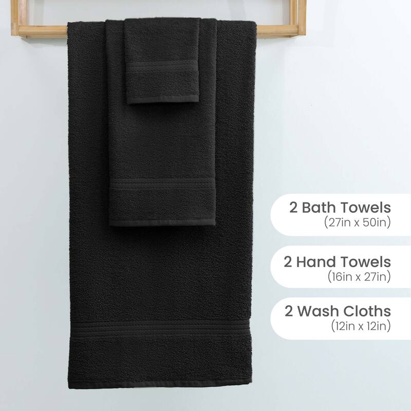 Superior Miami 100% Cotton 6-Piece Towel Set - Lightweight & Quick Drying