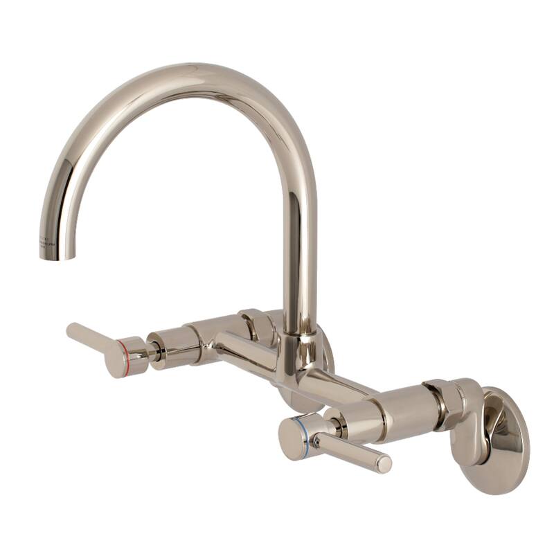 Kingston Brass Concord 8 in. Adjustable Center Wall Mount Kitchen Faucet - Polished Nickel