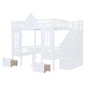 preview thumbnail 26 of 52, Solid Wood Bunk Bed Frame with 2 Drawers, Storage Stairs and Adjustable Table, Bunk Bed Turn into Upper Bed and Down Desk