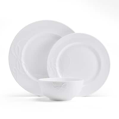 Mikasa Embossed Love Story 18-Piece Dinnerware Set, Service for 6