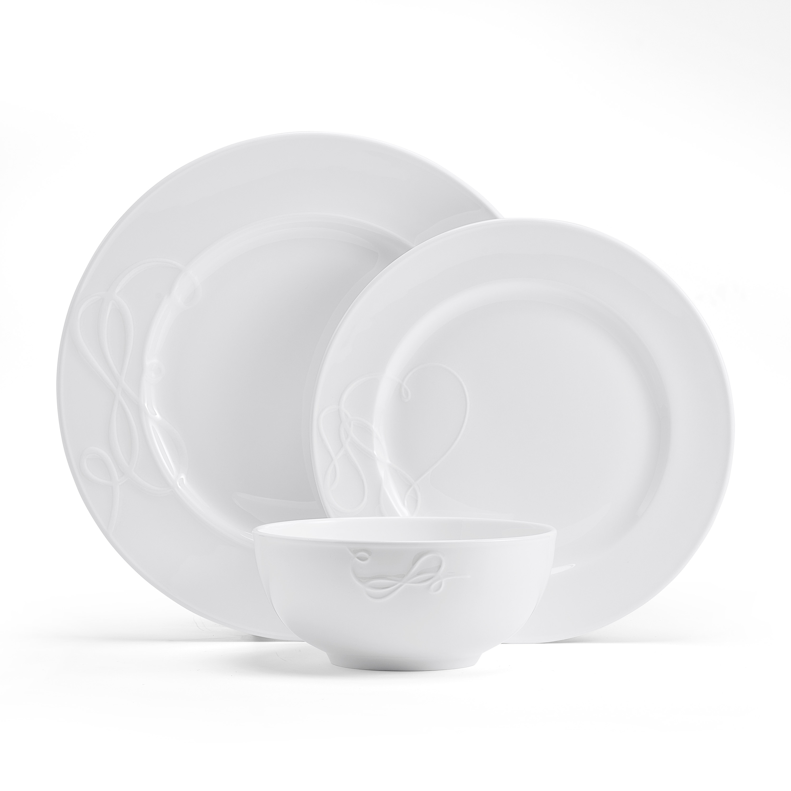Mikasa Embossed Love Story 18-Piece Dinnerware Set, Service for 6
