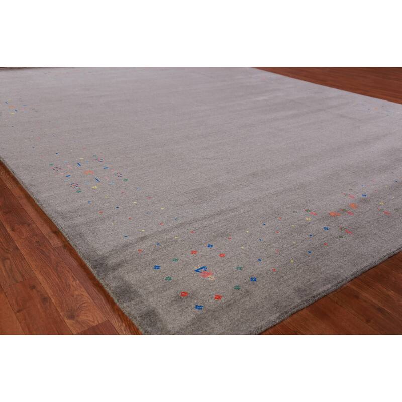 Hand Knotted Oriental 100% Wool Carpet Tribal Tribal Greys & Charcoal Gabbeh Area Rug - 10' 1'' X 8' 5''