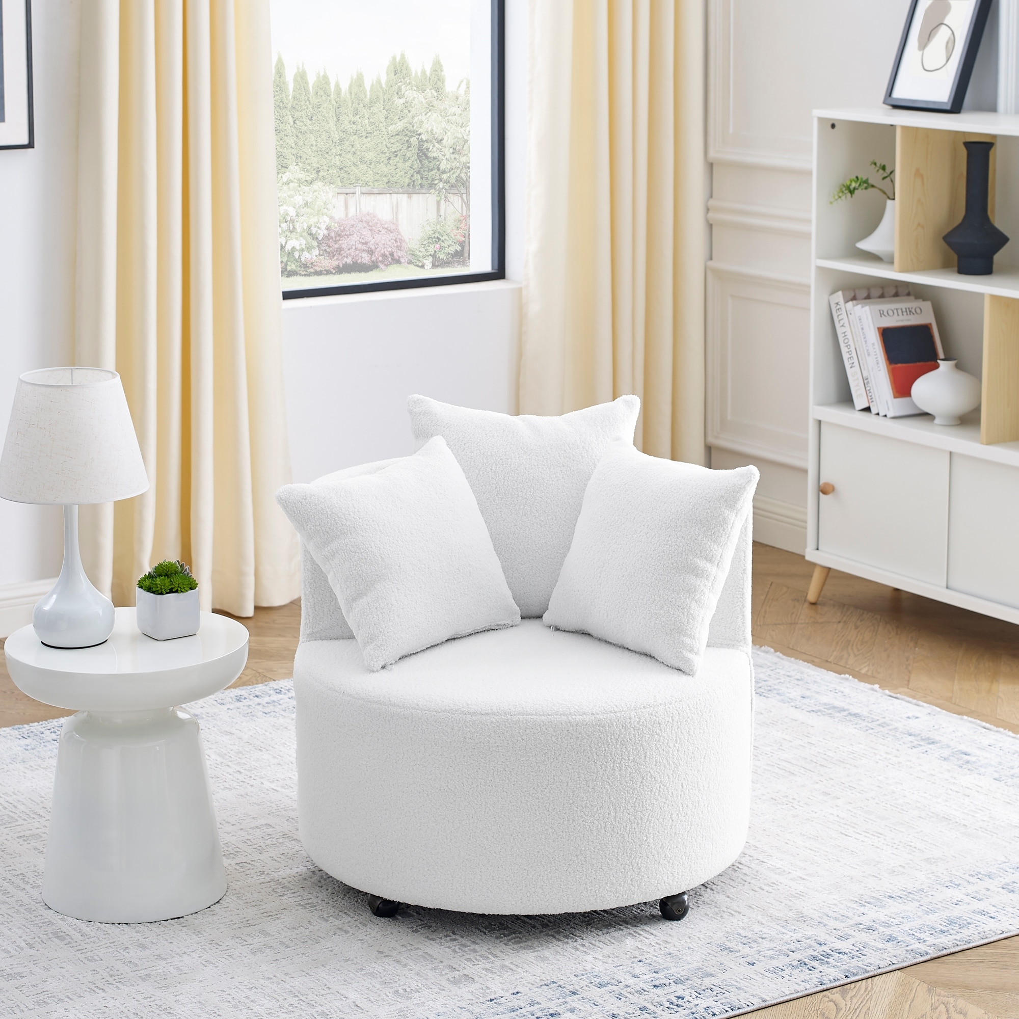 Fabric Swivel Lazy Chair, Modern Living Room Accent Swivel Sofa