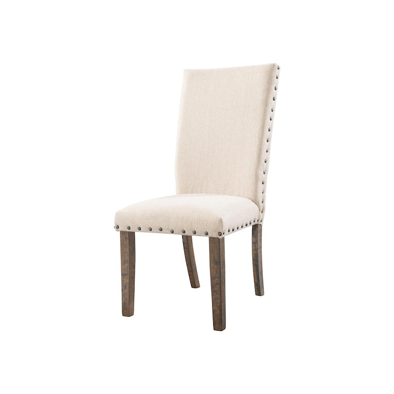 Upholstered Side Chairs Set of 2 - Modern Dining Chairs, Living Room Accent Chairs, Cream Linen Fabric - 40