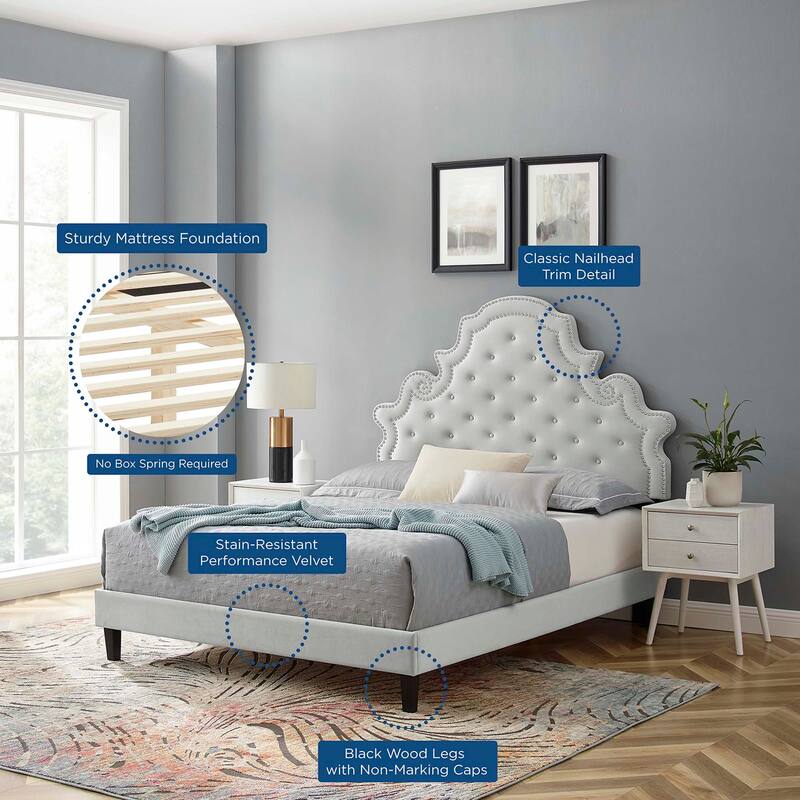 Gwyneth Tufted Performance Velvet Queen Platform Bed