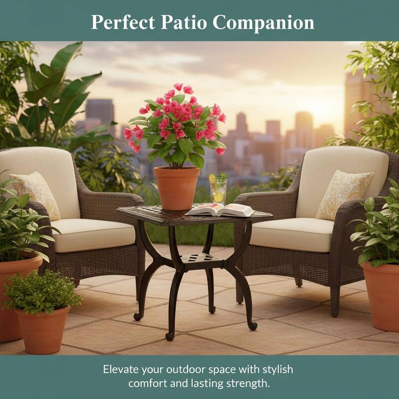 Stylish Aluminum Square Coffee Table for Outdoor Living Room