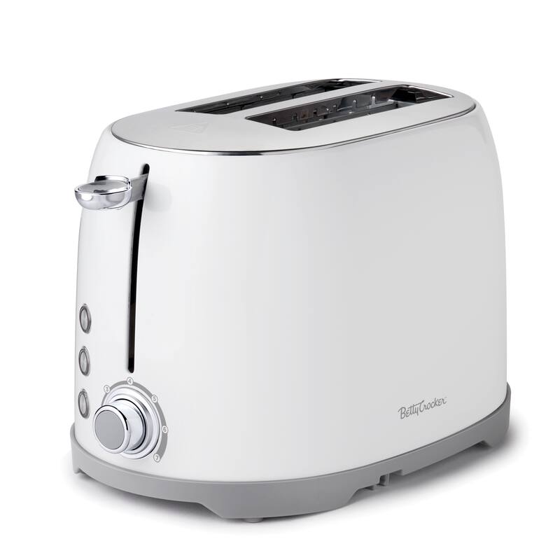 Betty Crocker 2-Slice Multi-Function Toaster, Toaster 2 Slice with Extra Wide Slots for Thick Bread, White