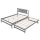 preview thumbnail 5 of 32, Full Size Platform Bed with Adjustable Trundle and Headboard, Grey