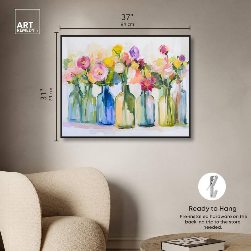 Bottles and Blooms Canvas by Art Remedy