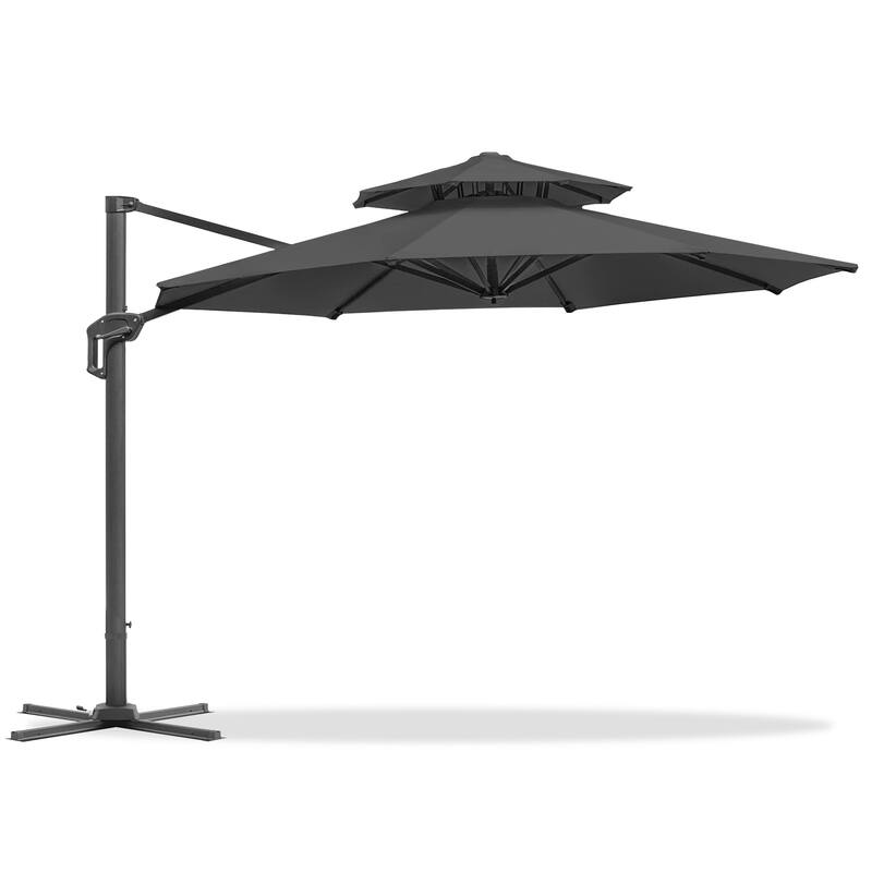 12FT Offset Patio Cantilever Umbrella with 360° Rotation