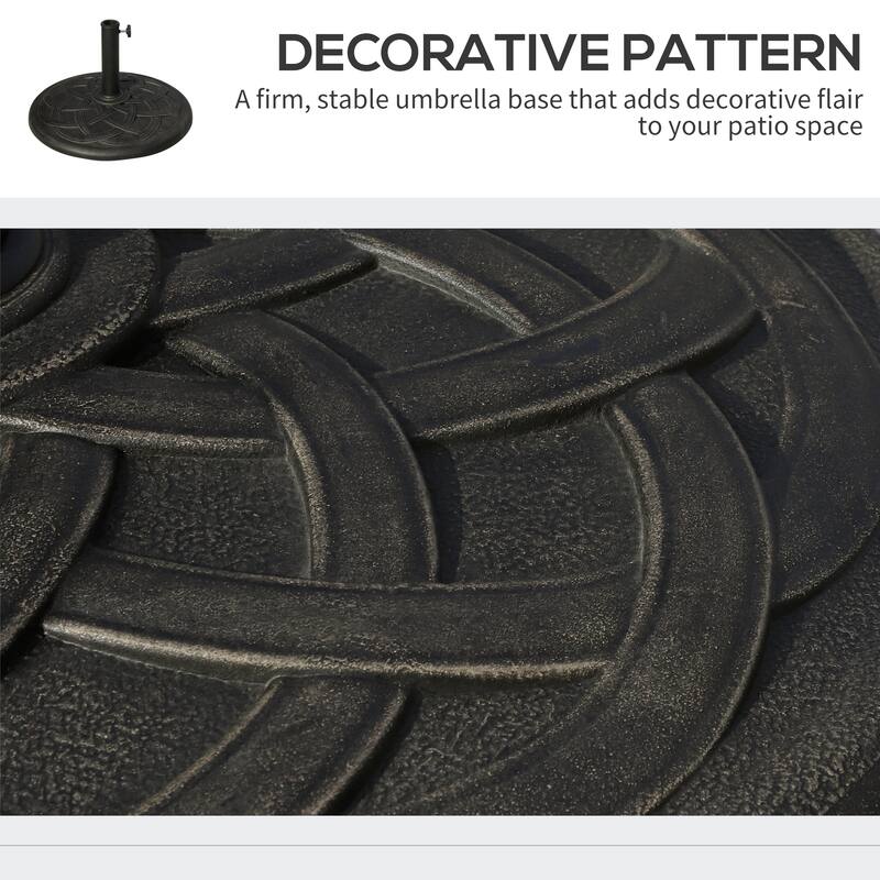 Outsunny 21.5" Round Cast Stone Umbrella Holder Base with Beautiful Decorative Pattern & Easy Setup, Bronze