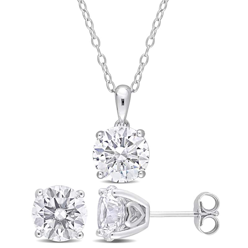 Miadora 7 1/5ct TGW Created White Sapphire 2-Piece Set of Necklace and Earrings Sterling Silver