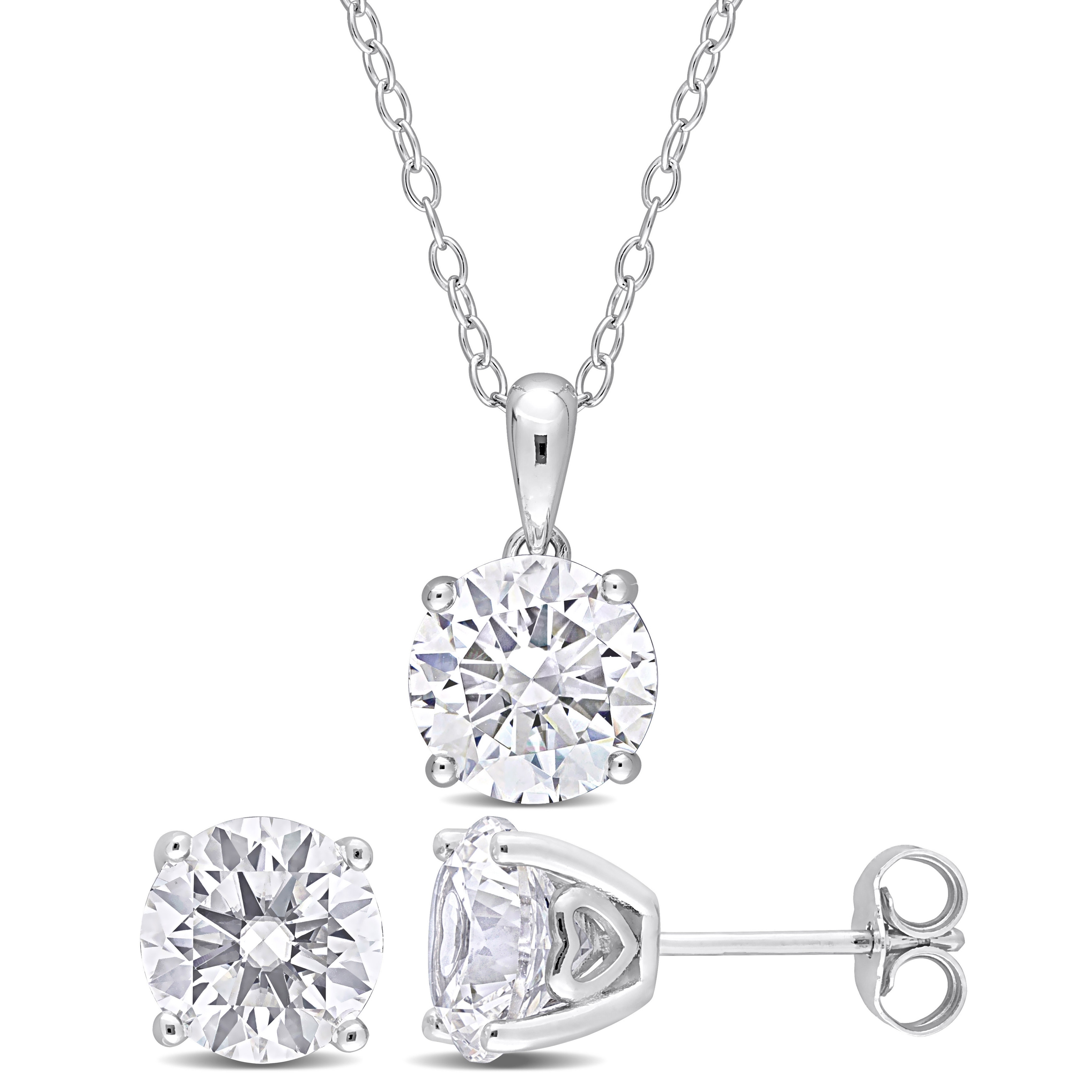 Miadora 7 1/5ct TGW Created White Sapphire 2-Piece Set of Necklace and Earrings Sterling Silver