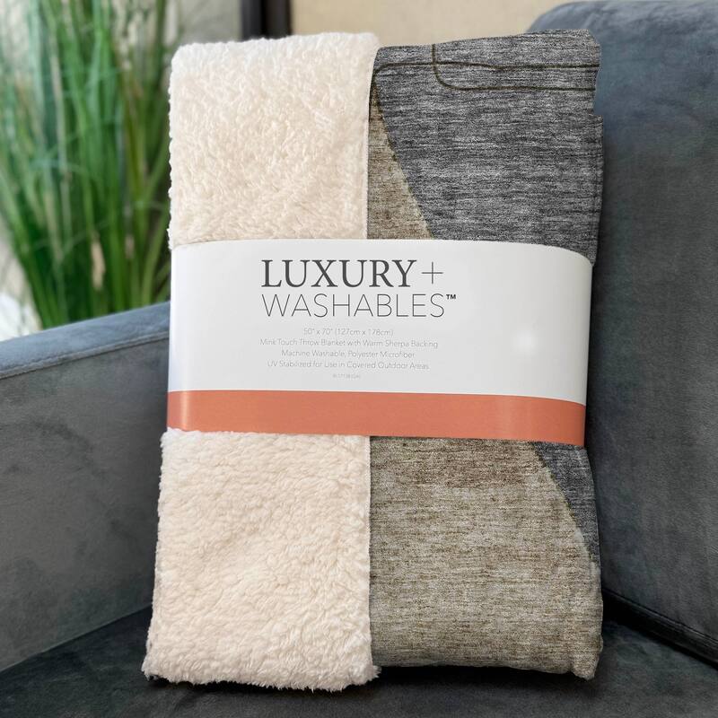 Premium Machine Washable Contemporary Abstract Sherpa Throw Blanket