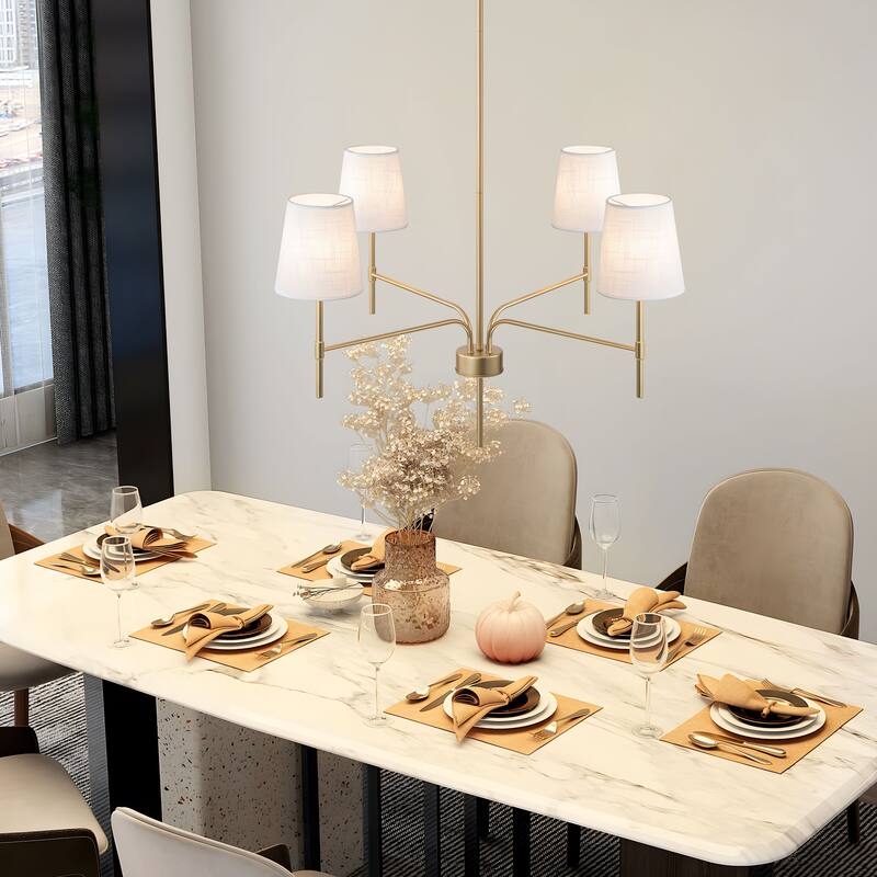 Starsky Transitional & Modern Chandelier with White Fabric Shades