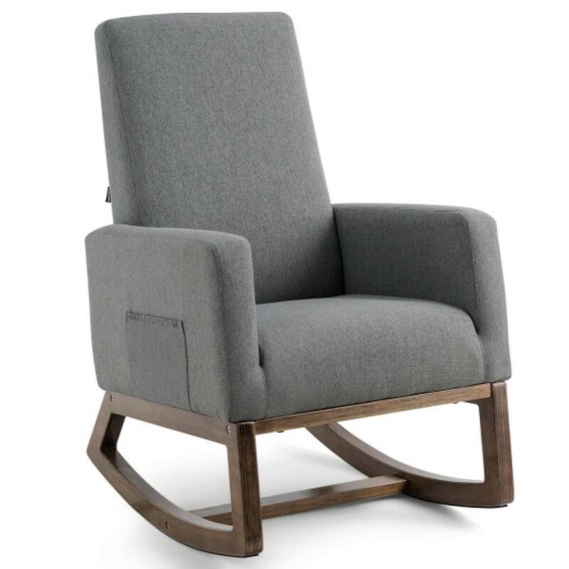 Mid Century Retro Fabric Upholstered Rocking Chair - 25.5" x 32" x 40.5"