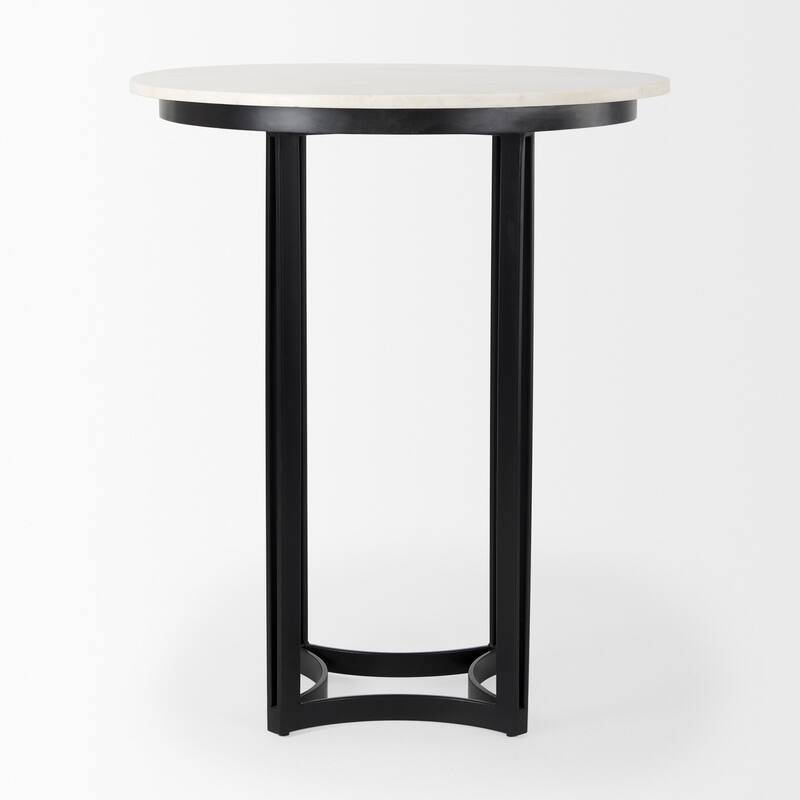 Tanner White Marble And Black Metal Frame Bistro Table