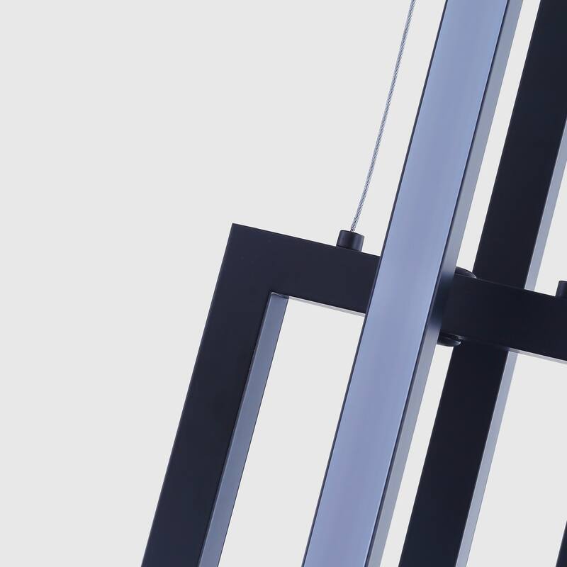 Modern 2-Light Geometric Linear Rectangle LED Pendant