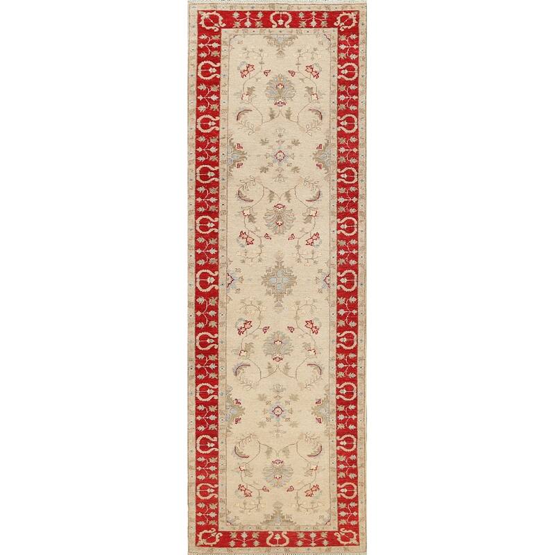 Vegetable Dye Peshawar Chobi Wool Runner Rug Handmade Oriental Carpet - 2'9" x 9'8"
