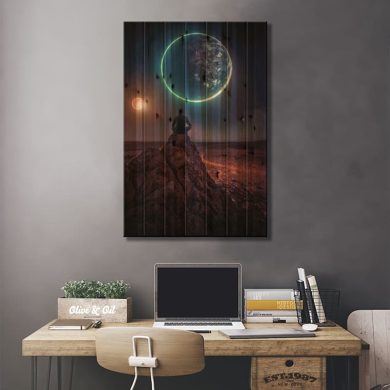 The Cosmos Meditation Print On Wood by GEN Z - Multi-Color
