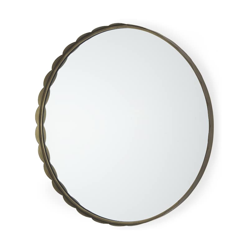 HomeRoots 30" Gold Metal Scalloped Framed Accent Mirror - 29.72 in. x 29.72 in. x 1.97 in.