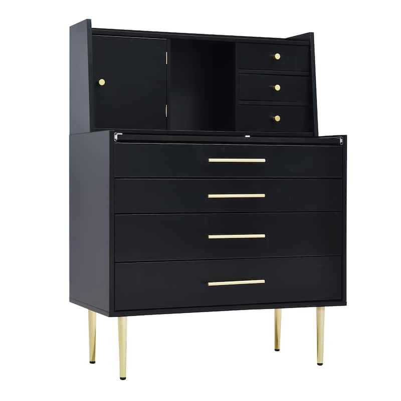 Vanity Makeup Table with Mirror and Retractable Table, Storage Dresser