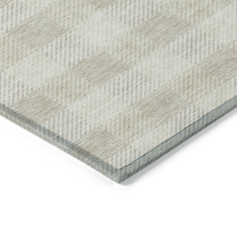 Machine Washable Indoor/ Outdoor Chantille Plaid Stripe Rug