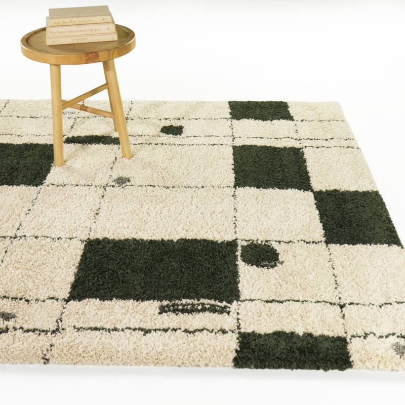 Emrys Abstract Modern Area Rug - 5'3" x 7' - Green/Beige