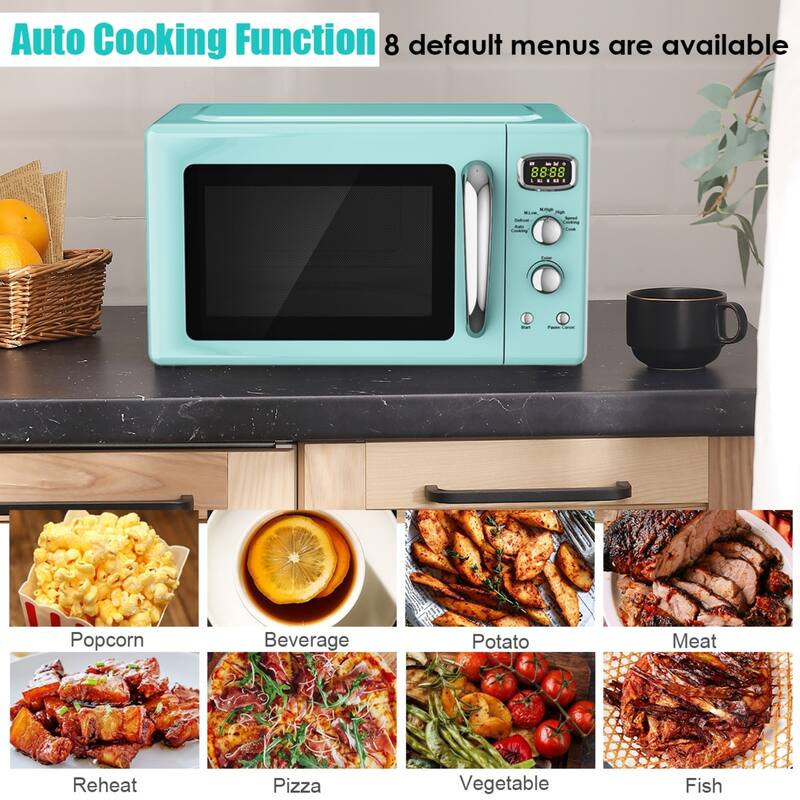 0.9 Cu Ft Microwave Oven with 360 Degree Rotating Glass Turntable and 5 Cooking Modes Child Safety Lock - 19.5" x 14" x 11"