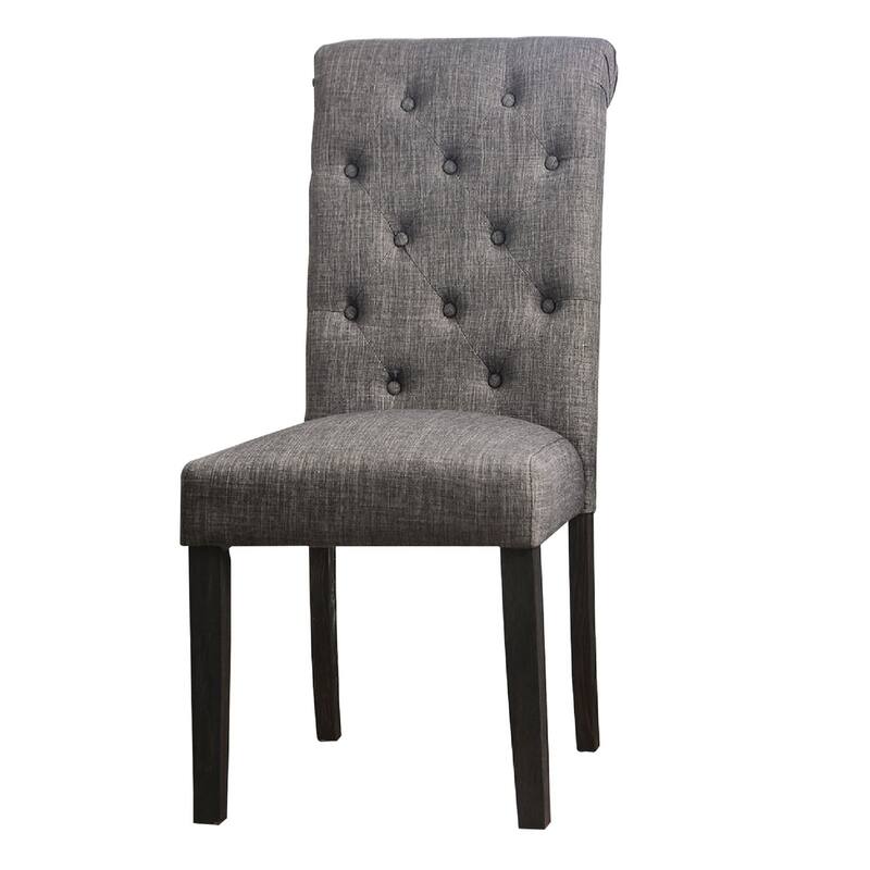 Black/Neutral Gray Fabric Upholstered Wood Frame Dining Chair, Sturdy Dining Chair for Dining Rooms - 25.5