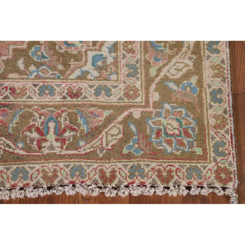 Kashan Persian Vintage Runner Rug Handmade Wool Carpet - 3'1"x 10'7"