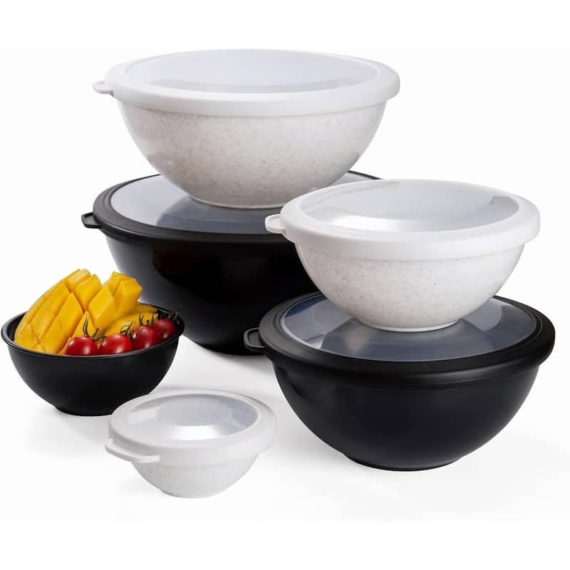 COOK WITH COLOR - 12 Piece Plastic Nesting Bowls - 6 Prep Bowls and 6 Lids, Microwave Safe.