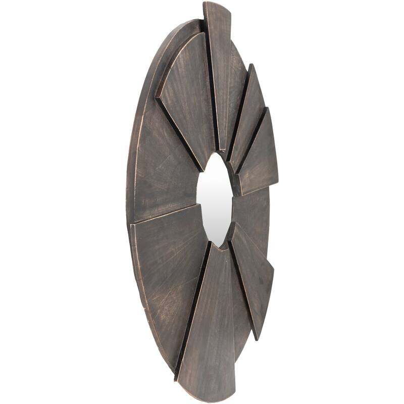 Neville Dimensional Solid Wood Round Mirror - 32"H x 32"W
