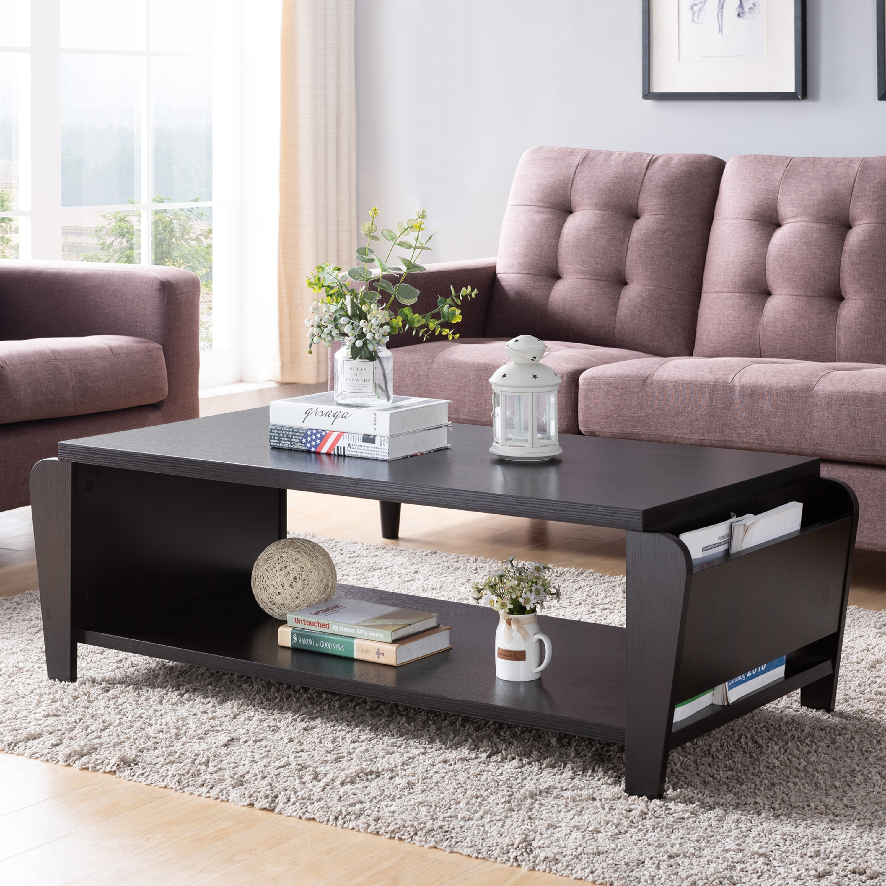 Furniture of America Rafi Contemporary Brown 56-inch 1-Shelf Coffee Table