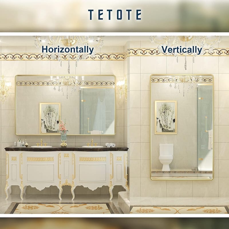 TETOTE Modern Bathroom Vanity Mirror Metal Frame Wall Mounted