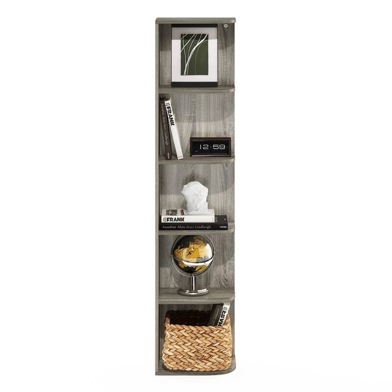 51.73 in. Tall French Oak Grey Wood 5-Shelf Bookcase