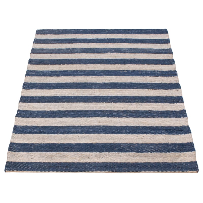 ECARPETGALLERY Braid weave Sienna Grey, Navy Wool Rug - 4'0 x 5'10