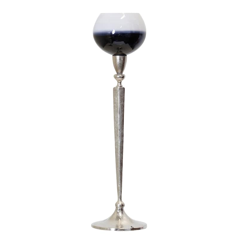StyleCraft Aluminum & Glass Tealight Holder - Nickel, Clear