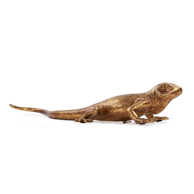 Allan Andrews Contemporary Gold Lizard with Dark Highlights Wall Decor - 13w x 5.1/2d x 2.1/4h