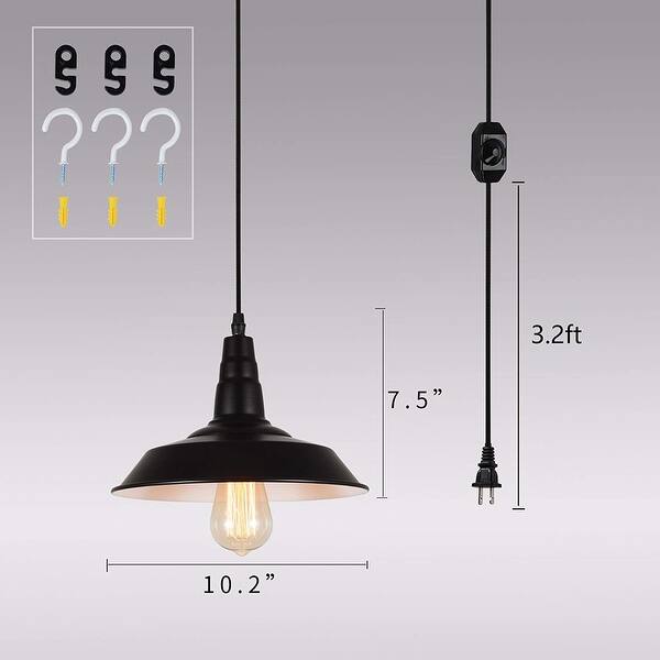 Vintage industrial dimmer switch plug in warehouse black pendant light