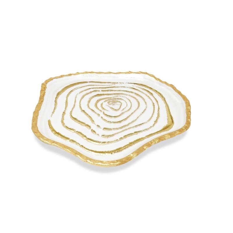 Grained Gold Glass Plates, Set of 4