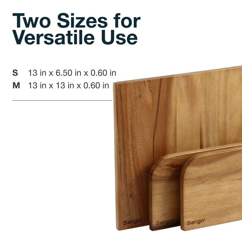Sango Atelier Acacia Wood 3-Piece Stackable Cutting Board Set- Small & Large Kitchen Chopping Boards for Meat & Vegetables